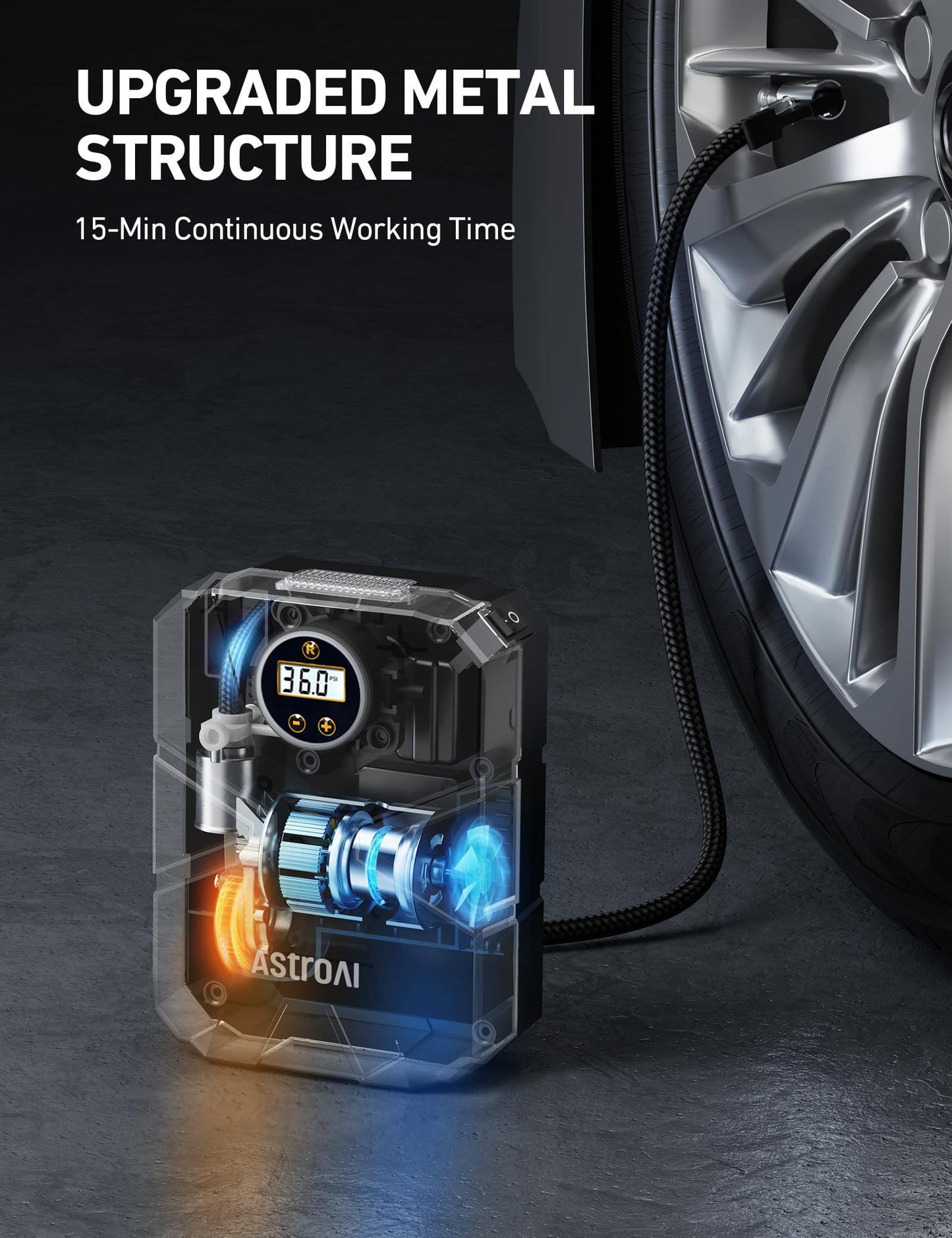 AstroAI Tyre Inflator Air Compressor 12V DC, Digital Car Tyre Pump 150 PSI