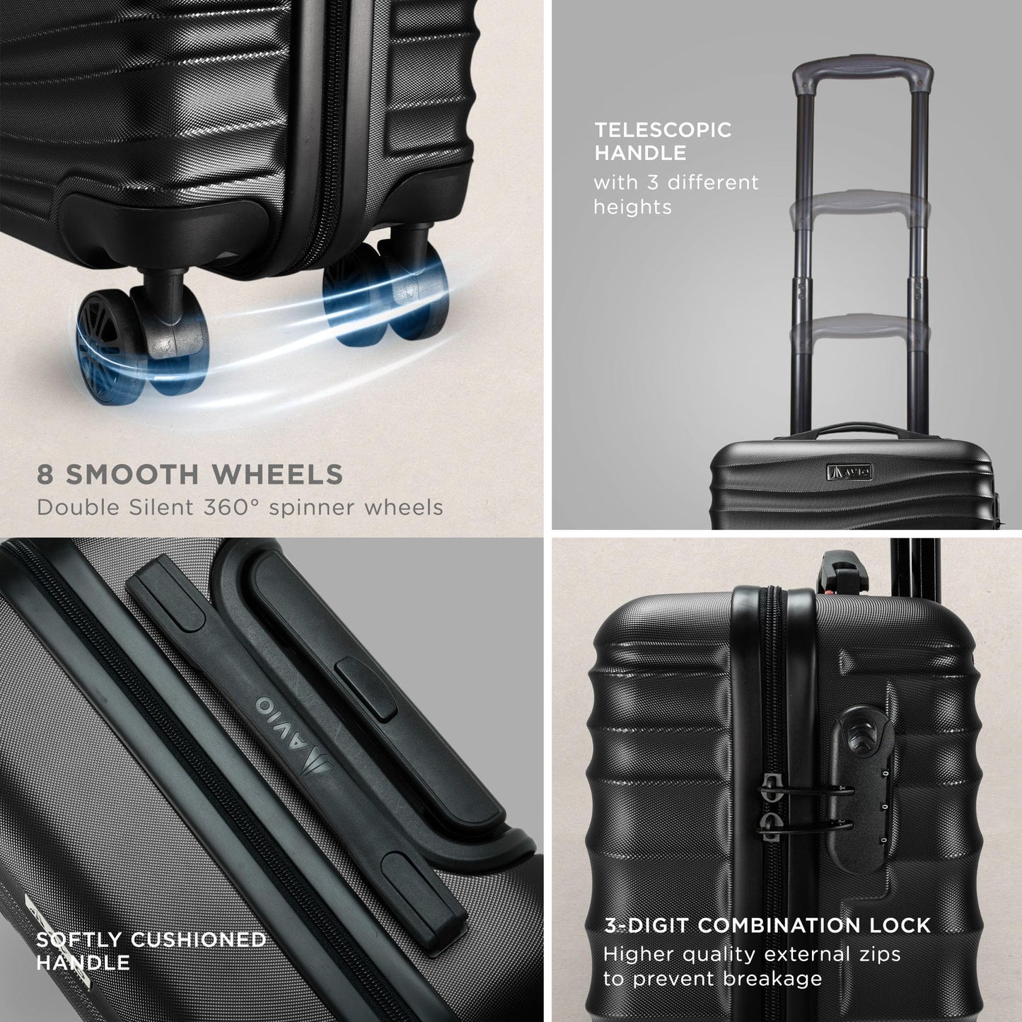 Wave Cabin Suitcase 45x36x20cm - Lightweight Double Wheel Luggage Bag
