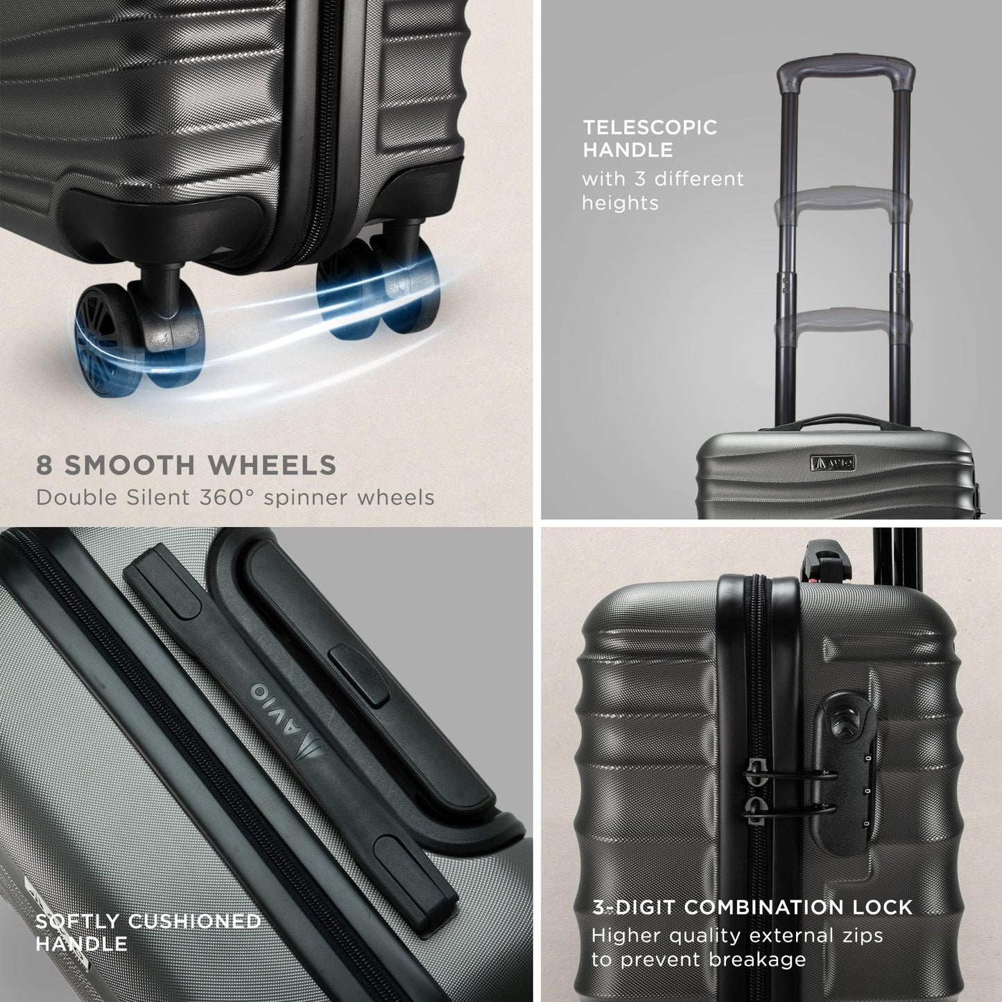 Wave Cabin Suitcase 45x36x20cm - Lightweight Double Wheel Luggage Bag