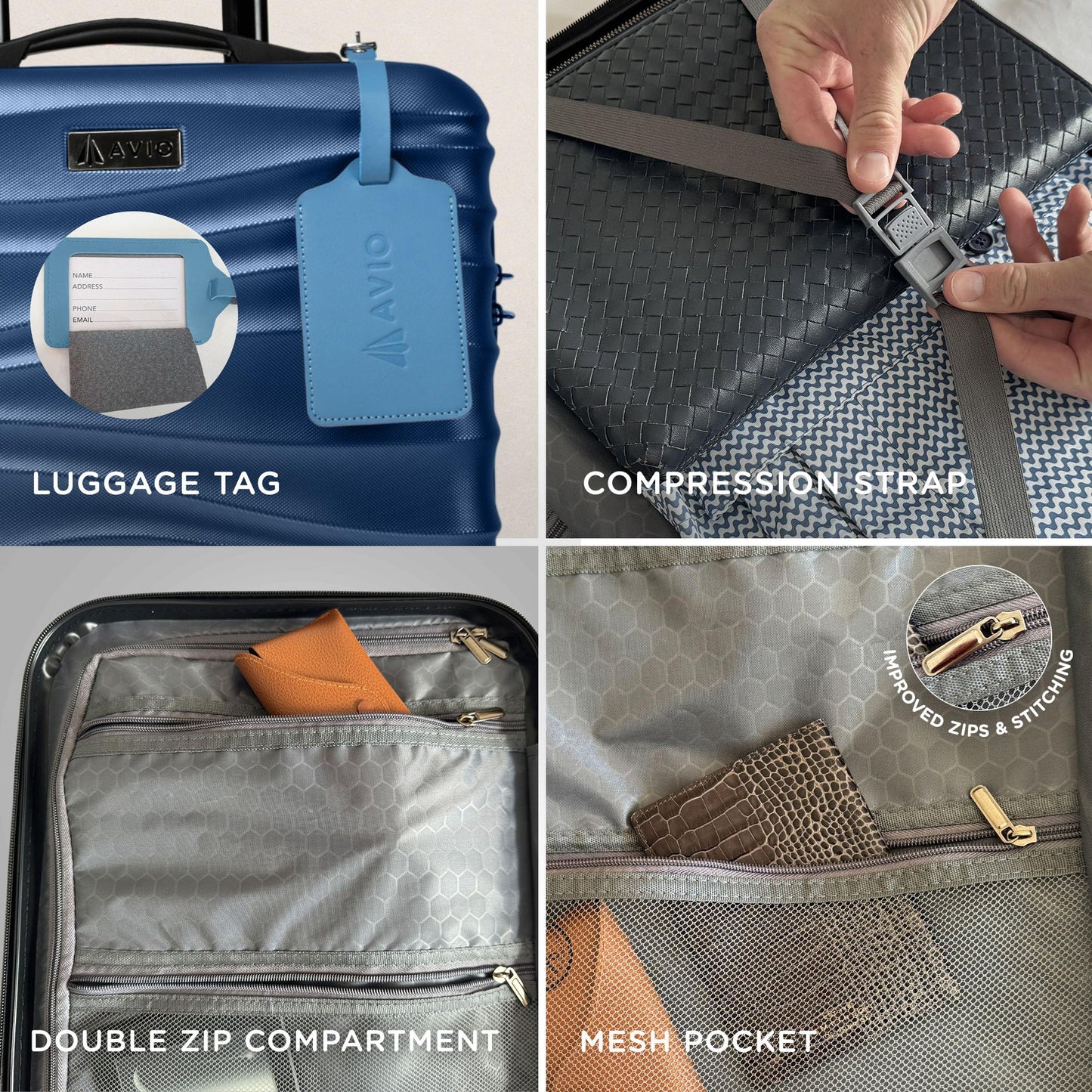 Wave Cabin Suitcase 45x36x20cm - Lightweight Double Wheel Luggage Bag