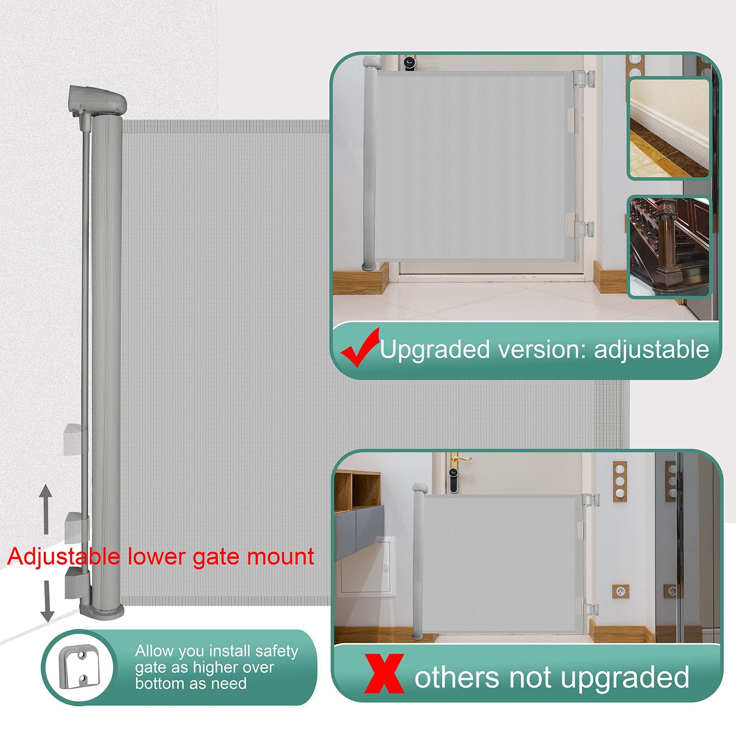 Retractable Stair Gate, Upgraded Stair Gates