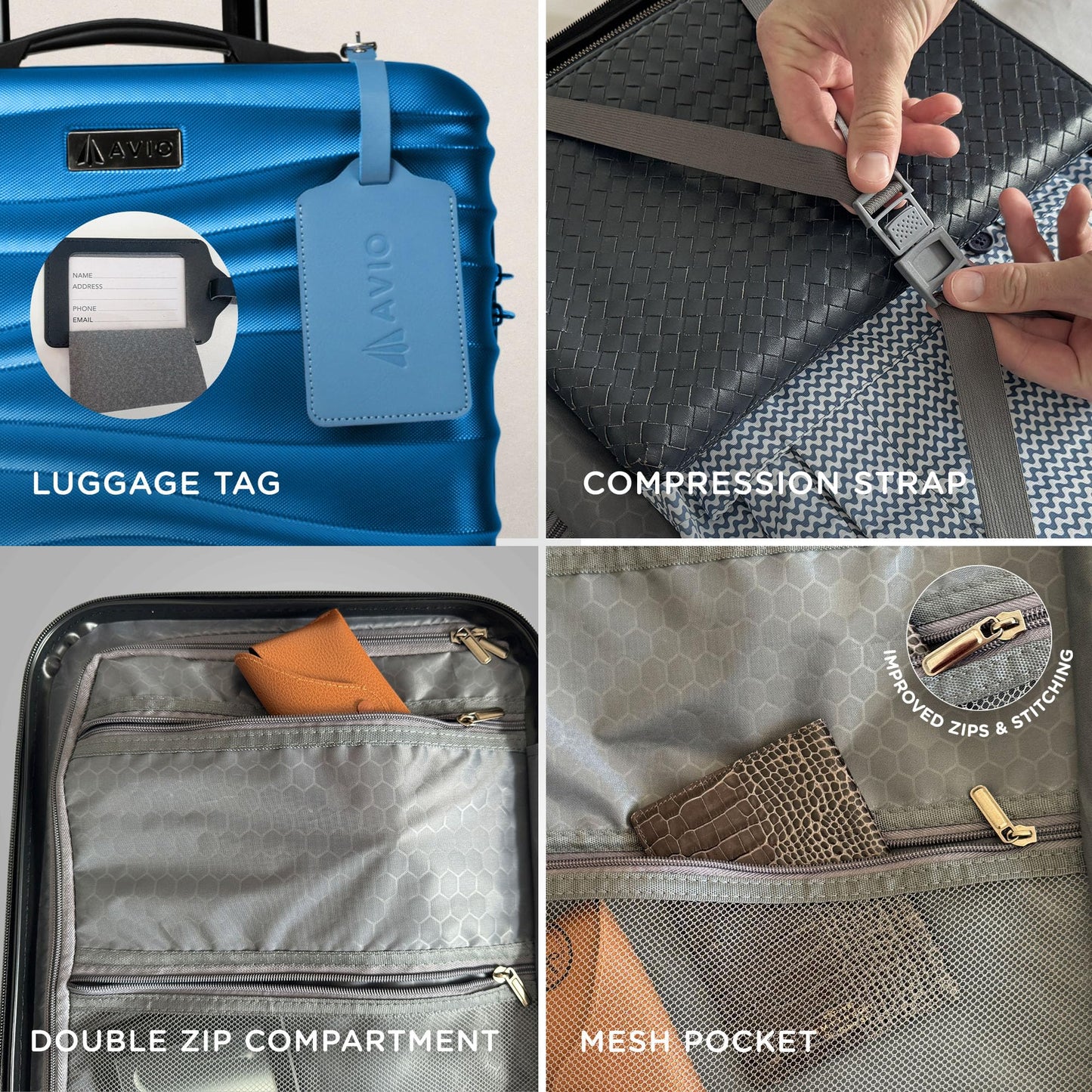 Wave Cabin Suitcase 45x36x20cm - Lightweight Double Wheel Luggage Bag