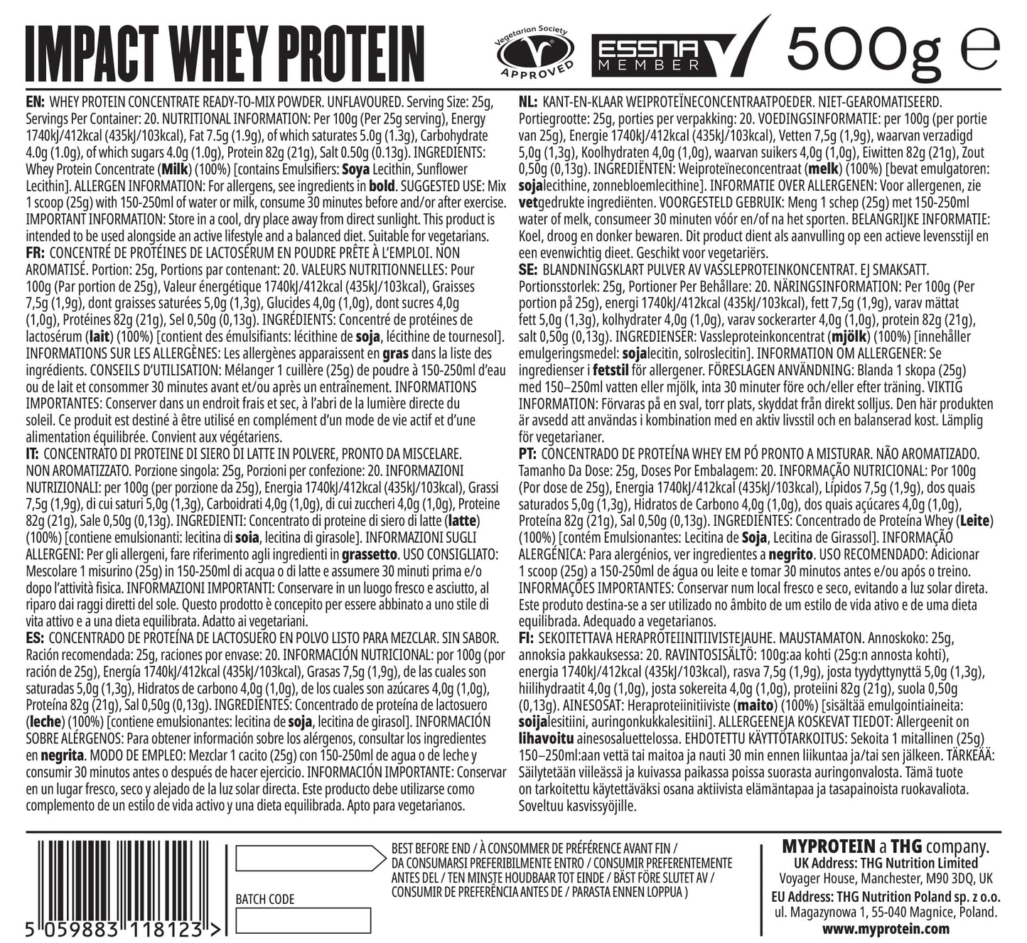 Myprotein Impact Whey Protein - Vanilla 1KG