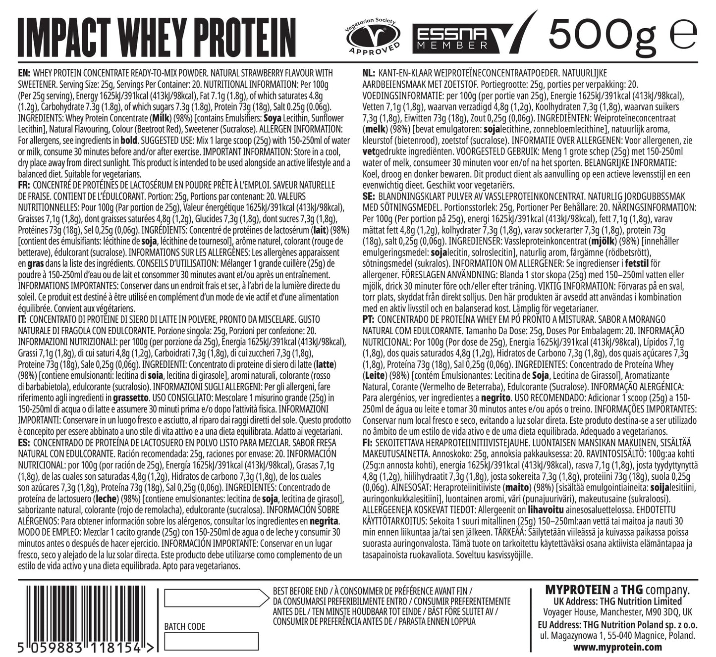 Myprotein Impact Whey Protein - Vanilla 1KG