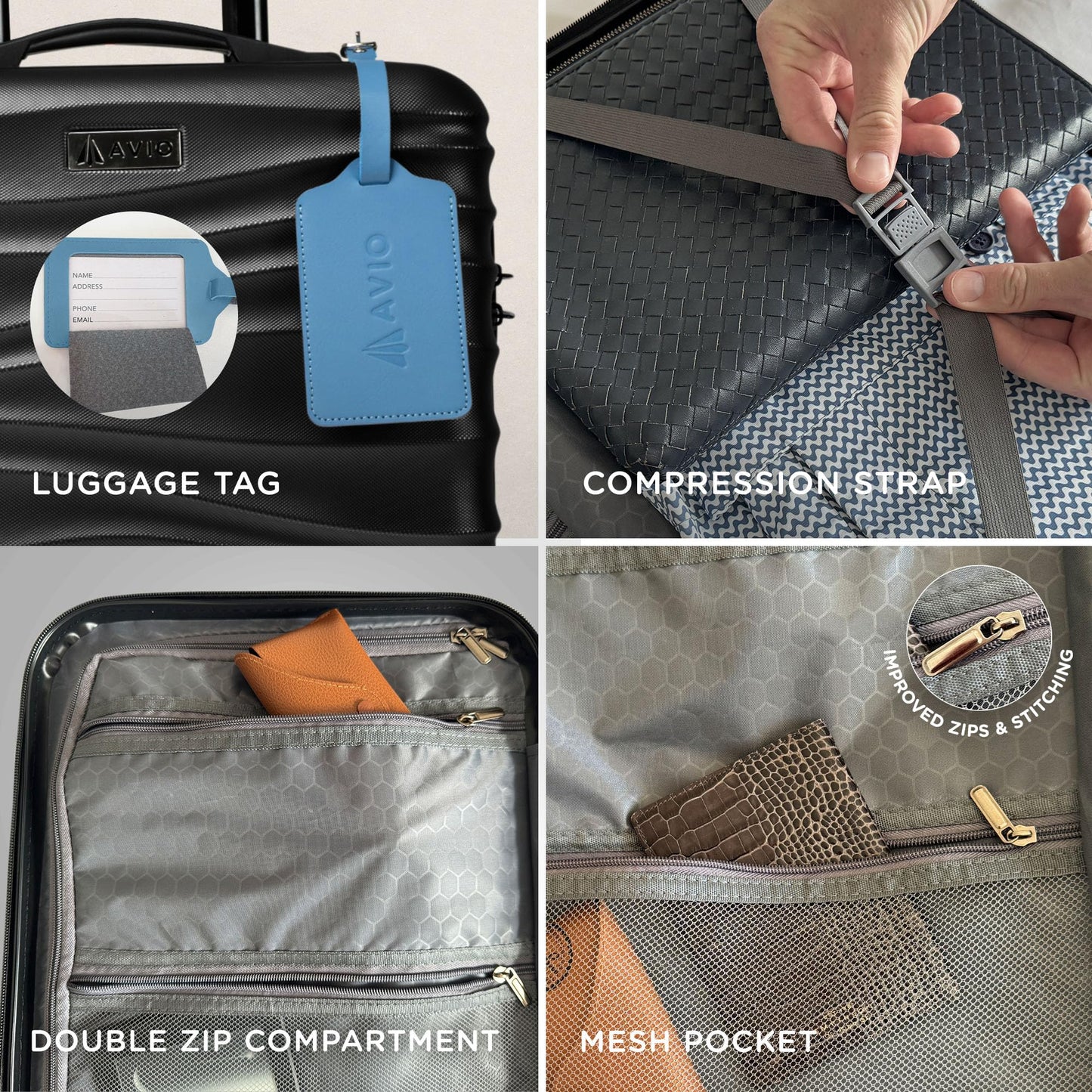Wave Cabin Suitcase 45x36x20cm - Lightweight Double Wheel Luggage Bag