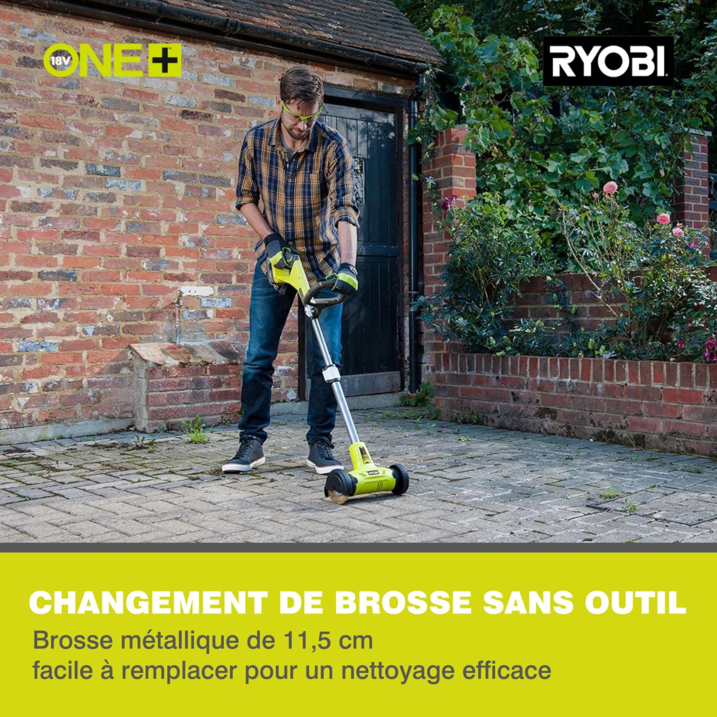 Ryobi RY18PCA-0 ONE+ Patio Cleaner with Wire Brush (Bare Tool), 18 V