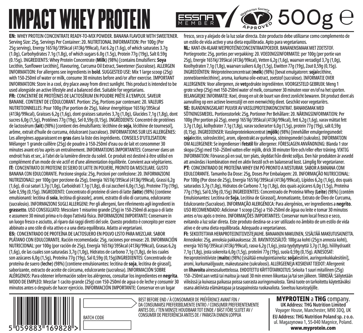 Myprotein Impact Whey Protein - Vanilla 1KG