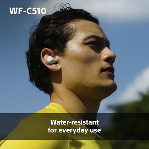 Sony WF-C510 Truly Wireless Earbuds – Small, Light, Bluetooth In Ear Headphones with Multipoint Connection, Ambient Sound, IPX4 Rating, Spotify Tap, Quick Charge, 22 HR Battery, iOS & Android - White