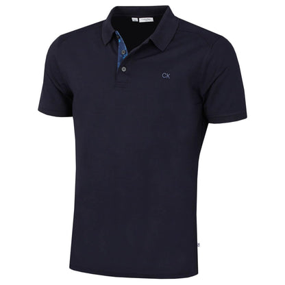 Calvin Klein Mens 2025 Campus 3 Button Ribbed Collar Golf Polo Shirt