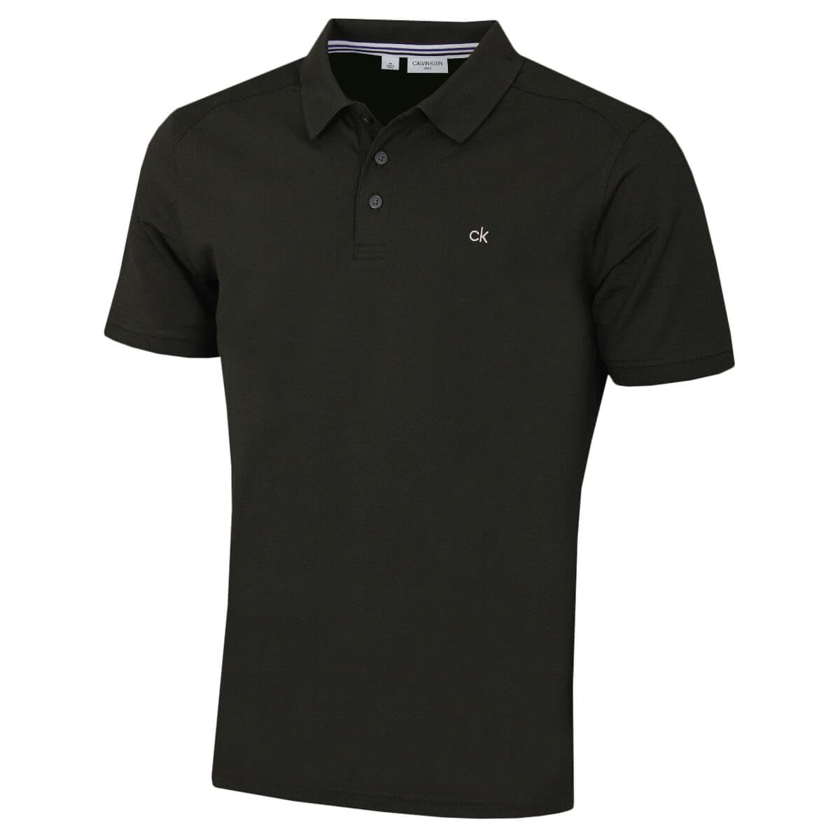 Calvin Klein Mens 2025 Campus 3 Button Ribbed Collar Golf Polo Shirt