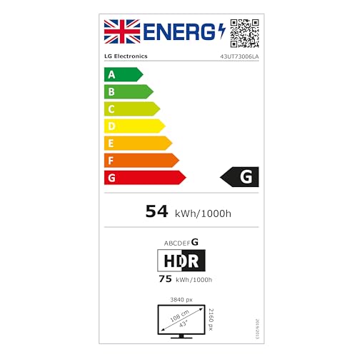 LG 43UT73006LA 43-Inch 4K UHD Smart TV, α5 AI Processor Gen7, Freeview Play and Amazon Alexa, 60Hz, Ashed Blue [Model 2024]