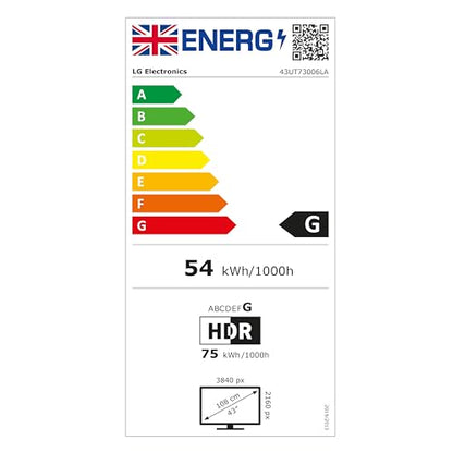 LG 43UT73006LA 43-Inch 4K UHD Smart TV, α5 AI Processor Gen7, Freeview Play and Amazon Alexa, 60Hz, Ashed Blue [Model 2024]