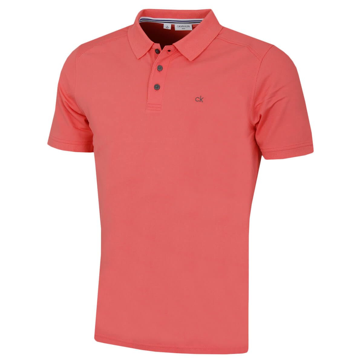 Calvin Klein Mens 2025 Campus 3 Button Ribbed Collar Golf Polo Shirt