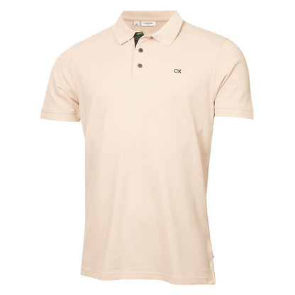 Calvin Klein Mens 2025 Campus 3 Button Ribbed Collar Golf Polo Shirt