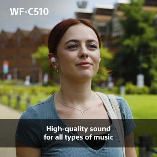 Sony WF-C510 Truly Wireless Earbuds – Small, Light, Bluetooth In Ear Headphones with Multipoint Connection, Ambient Sound, IPX4 Rating, Spotify Tap, Quick Charge, 22 HR Battery, iOS & Android - White