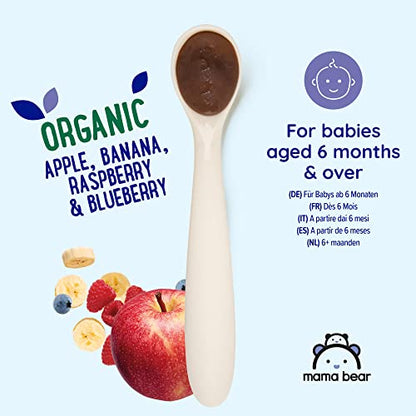 Amazon Brand - Mama Bear Fruit Pouch, Organic Apple, Banana and Strawberry Purée, vegetarian, 90 g (Pack of 6)