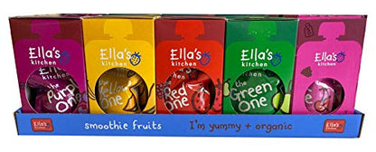 Ella's Kitchen Organic Fruit Smoothie Assortment, Pack of 25 Pouches (10 x Red, 10 x Purple, 5 x Green)
