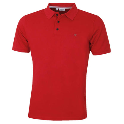 Calvin Klein Mens 2025 Campus 3 Button Ribbed Collar Golf Polo Shirt