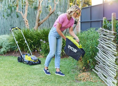 Ryobi 18V ONE+ Cordless Lawnmower and Grass Trimmer Kit (1 x 4.0Ah), Green