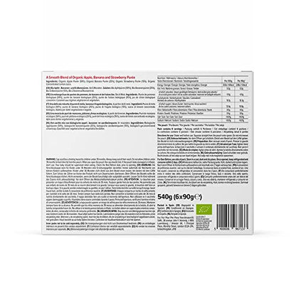 Amazon Brand - Mama Bear Fruit Pouch, Organic Apple, Banana and Strawberry Purée, vegetarian, 90 g (Pack of 6)