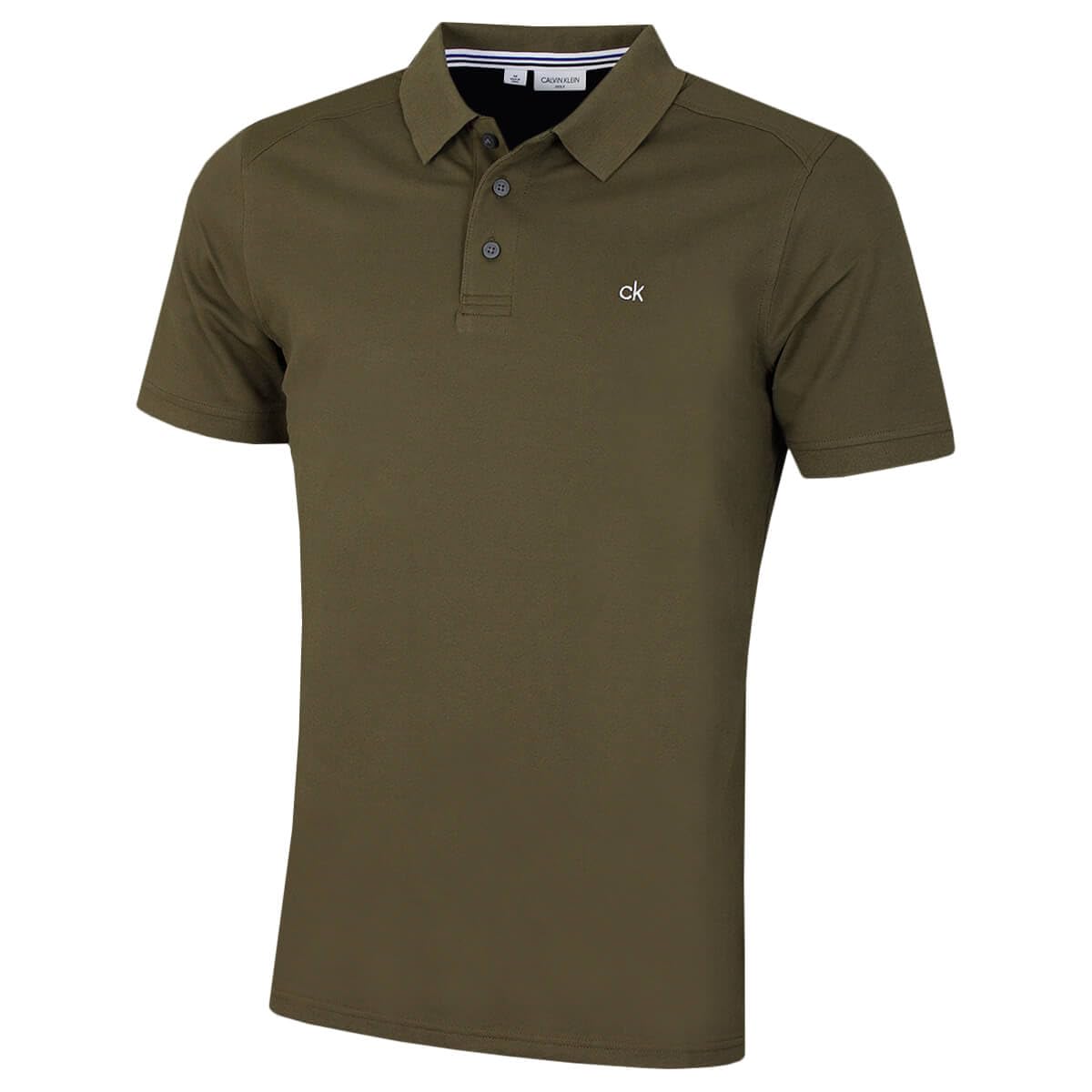 Calvin Klein Mens 2025 Campus 3 Button Ribbed Collar Golf Polo Shirt