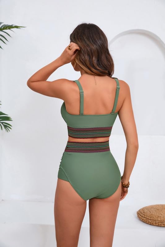 Women's Plus Size Bikini Set Tummy Control Swimwear Twist Cross Push Up Bikini Top and High Waist Bikini Bottoms Soft Swimming Costume Curvy Swimsuits with Adjustable Shoulder Straps