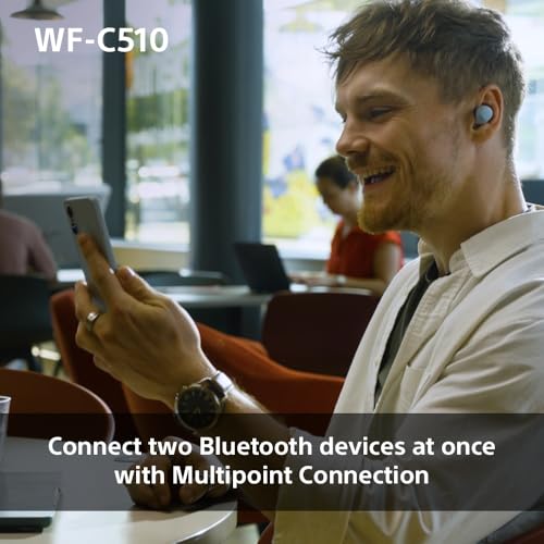 Sony WF-C510 Truly Wireless Earbuds – Small, Light, Bluetooth In Ear Headphones with Multipoint Connection, Ambient Sound, IPX4 Rating, Spotify Tap, Quick Charge, 22 HR Battery, iOS & Android - White