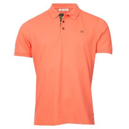 Calvin Klein Mens 2025 Campus 3 Button Ribbed Collar Golf Polo Shirt
