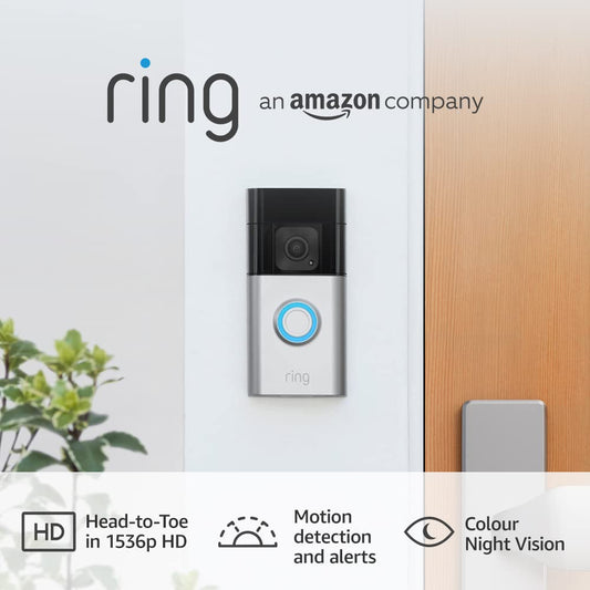 Certified Refurbished Ring Battery Video Doorbell Plus by Amazon|Wireless Video Doorbell Camera with 1536p HD Video,Head-To-Toe View,Colour Night Vision,Wi-Fi,DIY|30-day free trial of Ring Home