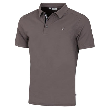 Calvin Klein Mens 2025 Campus 3 Button Ribbed Collar Golf Polo Shirt