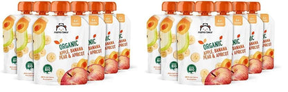 Amazon Brand - Mama Bear Fruit Pouch, Organic Apple, Banana and Strawberry Purée, vegetarian, 90 g (Pack of 6)