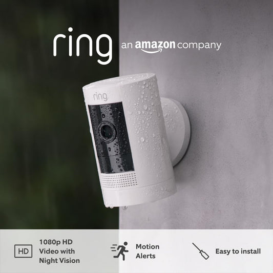 Certified Refurbished Ring Outdoor Camera Battery(Stick Up Cam)|HD wireless outdoor Security Cam 1080p Video,Two-Way Talk,Wifi,Works with Alexa| Alternative to CCTV|30-day free trial of Ring Home
