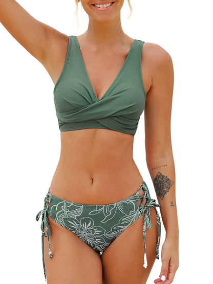 CUPSHE Women's Bikini Set Twist Front Tie Side Bikini Swimsuit Two Piece
