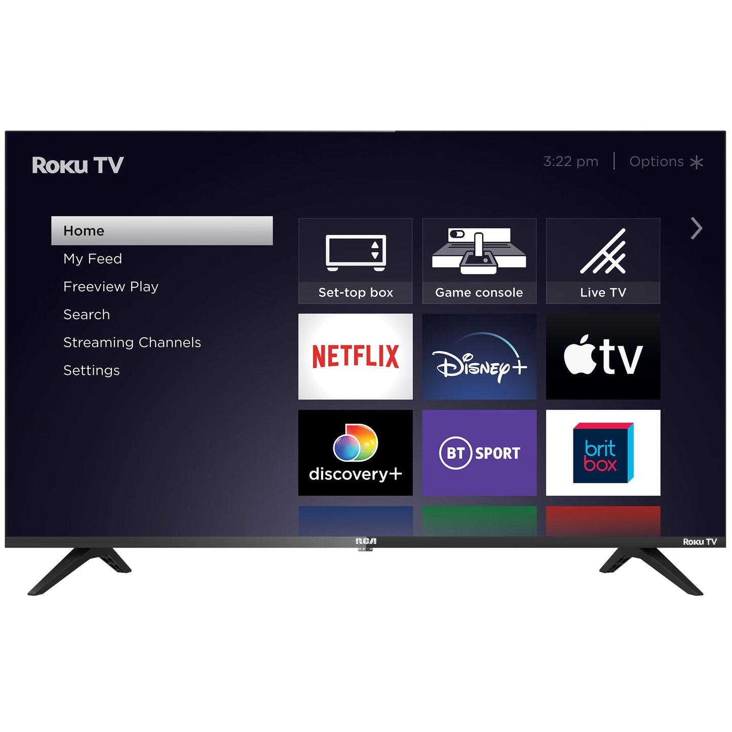 RCA Roku TV 32" Smart TV, RK32HN1 32 Inch HD TV with Apple TV+ BBC Netflix Freeview, DVB-T2/T Dolby Audio HDMI USB, Ideal Television for Small Lounge