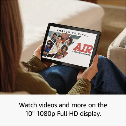 Certified Refurbished Amazon Fire HD 10 tablet, 10.1" vibrant Full HD screen, octa-core processor, 3 GB RAM, up to 13-h battery life, latest model (2023 release), 32 GB, Black, with adverts