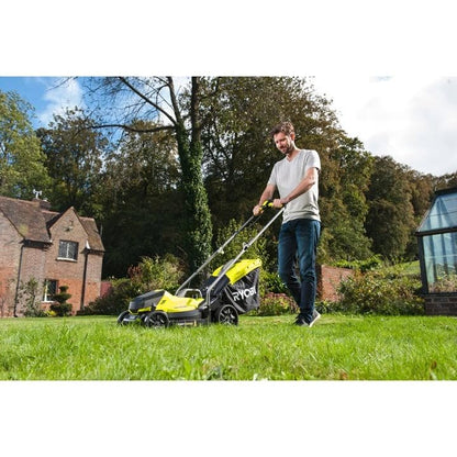 Ryobi 18V ONE+ Cordless Lawnmower and Grass Trimmer Kit (1 x 4.0Ah), Green
