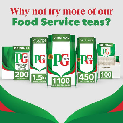 PG Tips Original | Black Tea Bags Bulk | One Cup | Refreshing & Flavourful | Ideal For Office Catering | 1100 Plant Based Biodegradable Square Teabags