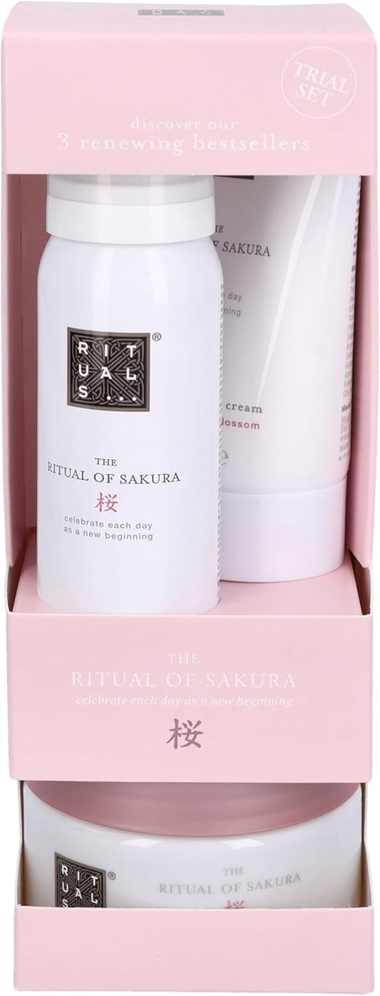 RITUALS Gift Set for Women from The Ritual of Sakura - with Shower Foam, Body Cream & Body Scrub - with Rice Milk & Cherry Blossom - Trial Set