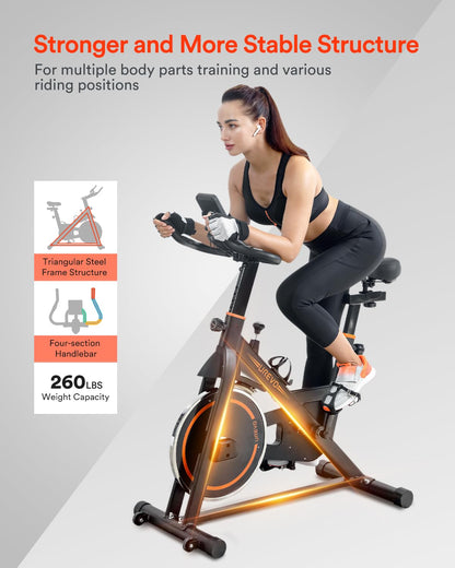 UREVO Magnetic Resistance Exercise Bike for Home, Indoor Cycling Bike with LCD Display, Stationary Spin Bike with 10kg Flywheel for Home Gym