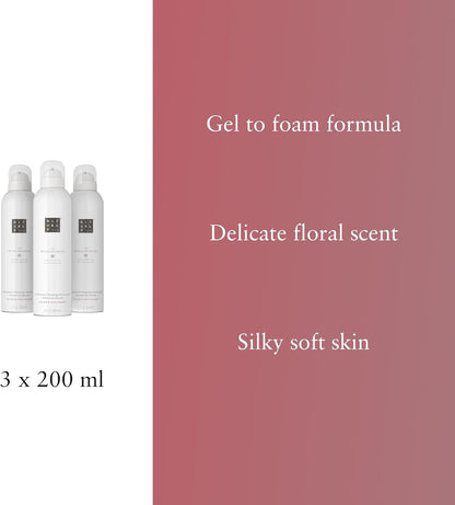 RITUALS Shower Foam The Ritual of Sakura, value pack - Gel with Cherry Blossom and Rice Milk, Sensational Foaming Gel - 3 x 200ml