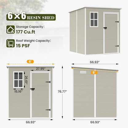 UDPATIO Outdoor Resin Storage Shed 6x4.5 FT, Plastic Garden Shed for Bike, Garbage Can, Tool, Outside Sheds & Outdoor Storage Storage Box with Lockable Door for Backyard, Patio, Lawn, Grey & White