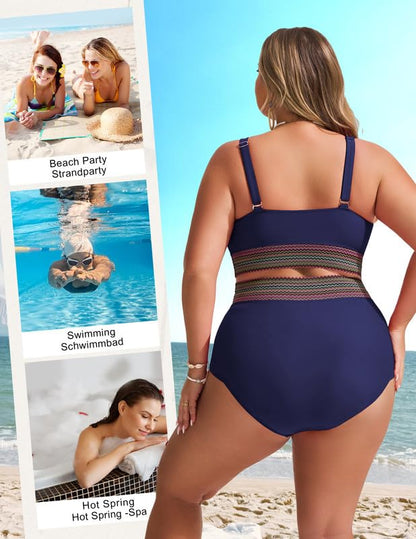 Women's Plus Size Bikini Set Tummy Control Swimwear Twist Cross Push Up Bikini Top and High Waist Bikini Bottoms Soft Swimming Costume Curvy Swimsuits with Adjustable Shoulder Straps