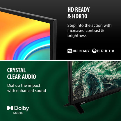 Toshiba 24WF2F53DB 24 Inch HD Ready Smart TV, TRU Resolution, TRU Micro Dimming, HDR10, Dolby Audio