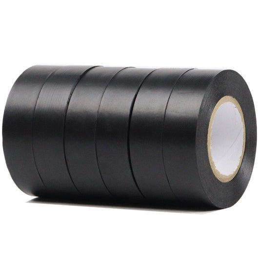 Black Electrical Tape 19MM x 20M Pack of 6-Strong Self-Adhesive PVC Insulation Tape
