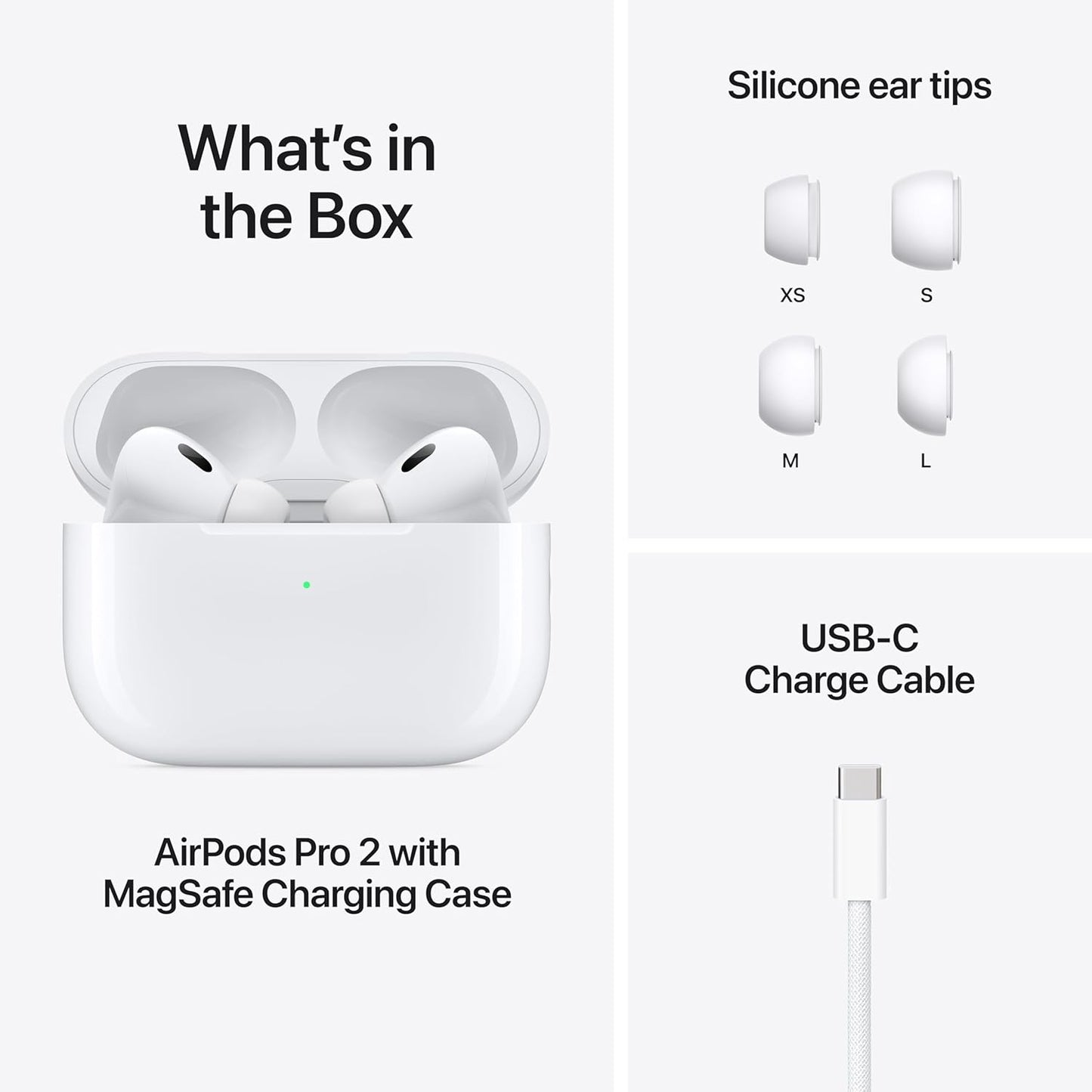Apple AirPods Pro 2 Wireless Earbuds, Bluetooth Headphones, Active Noise Cancellation, Hearing Aid Feature, Transparency, Personalised Spatial Audio, High Fidelity Sound, H2 Chip, USB C Charging