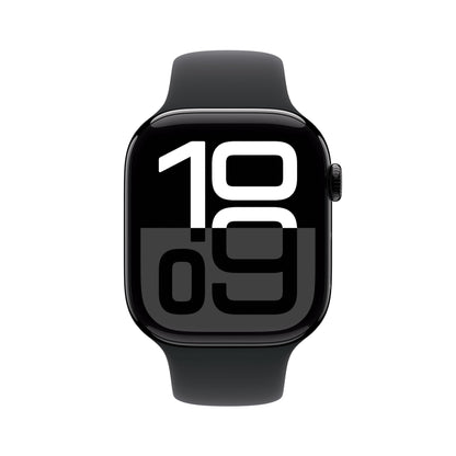 Apple Watch Series 10 GPS 42 mm Smartwatch with Jet Black Aluminium Case with Black Sport Band - S/M. Fitness Tracker, ECG App, Always-On Retina Display, Water Resistant