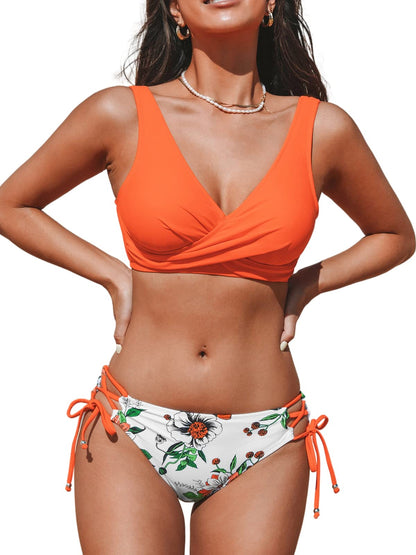CUPSHE Women's Bikini Set Twist Front Tie Side Bikini Swimsuit Two Piece