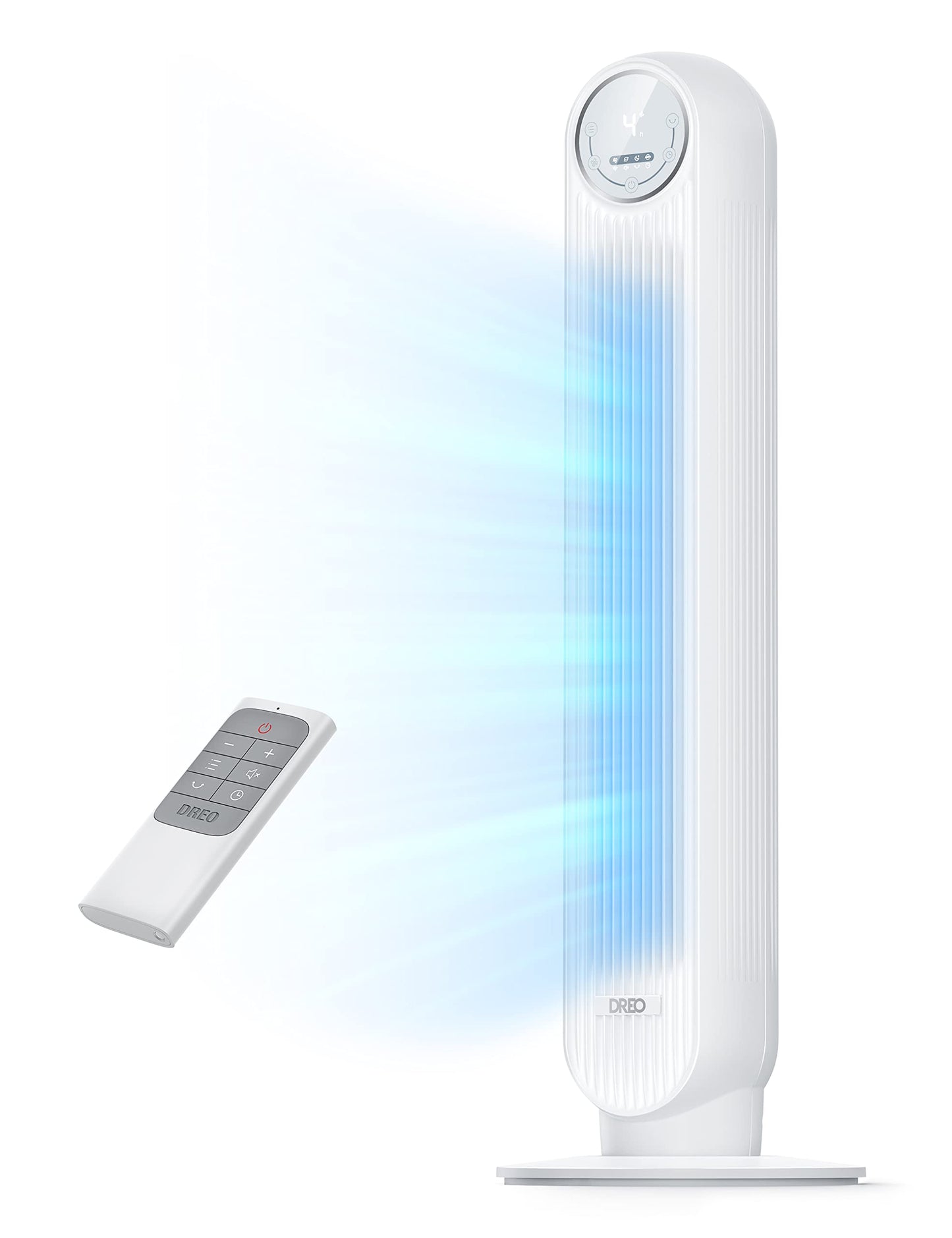 Dreo 28dB Silent Tower Fan, 25ft/s Velocity Electric Cooling Fan with Remote Control 90° Oscillating 4 Speeds 4 Modes 8H Timer LED Display, Quiet Standing Bladeless Floor Fans for Bedroom, Nomad One