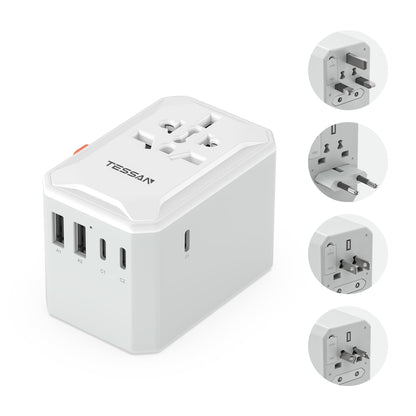 TESSAN Universal Travel Adapter Worldwide with 2 USB C and 2 USB A Ports