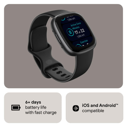 Google Fitbit Versa 4 Fitness Smartwatch with built-in GPS and up to 6 days battery life - compatible with iOS 15 or higher & Android OS 9.0 or higher